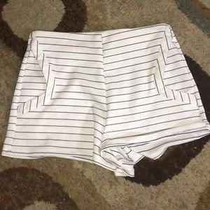 Black and white striped shorts with pockets